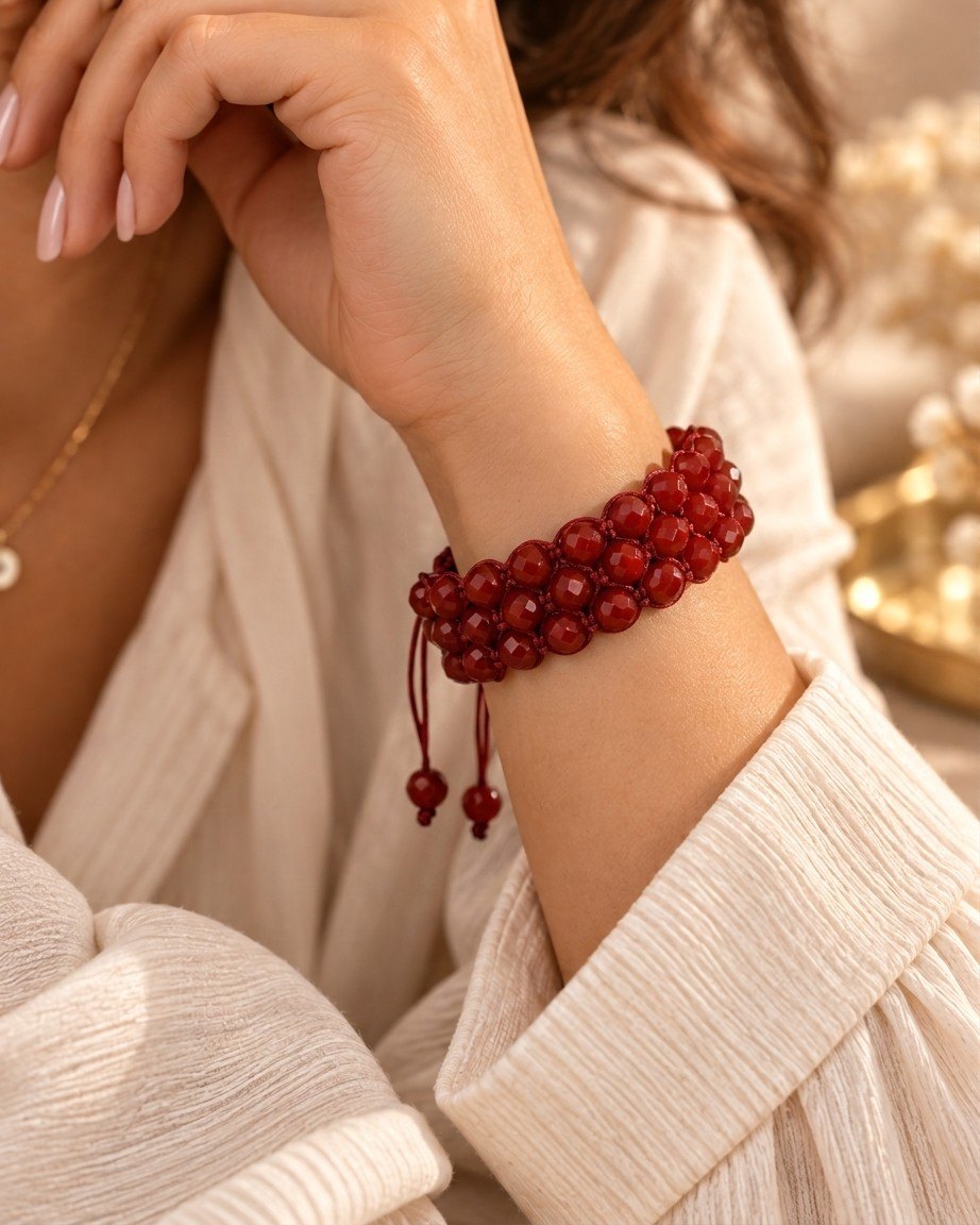 Pulsera Macramé Murano Rojo Pasión
