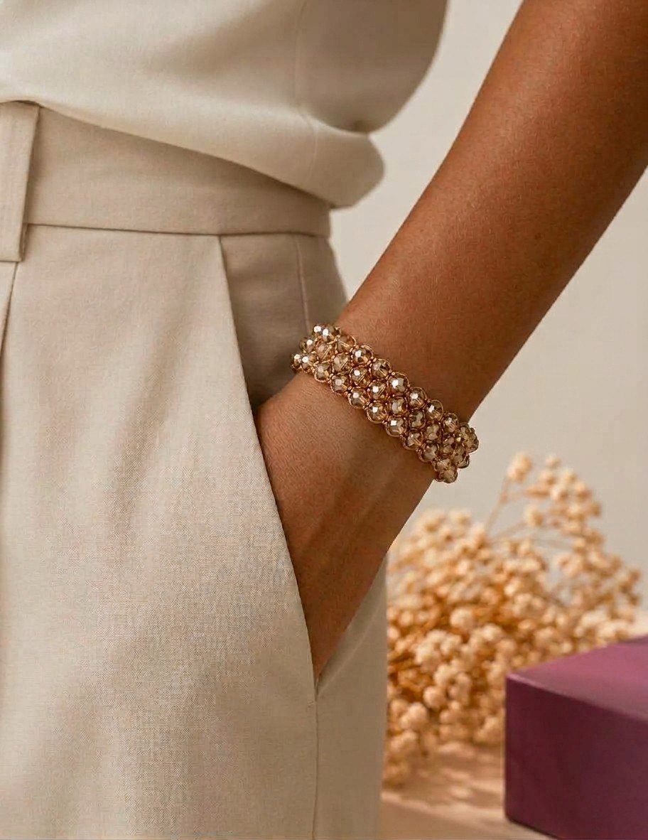 Pulsera Macramé Murano Champagne Sutil
