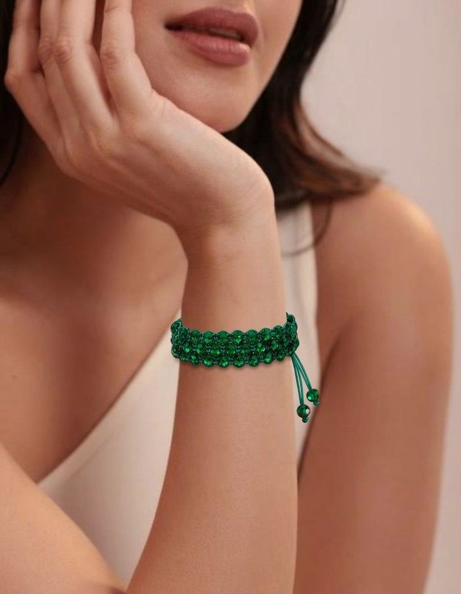 Pulsera Macramé Murano Verde Esmeralda